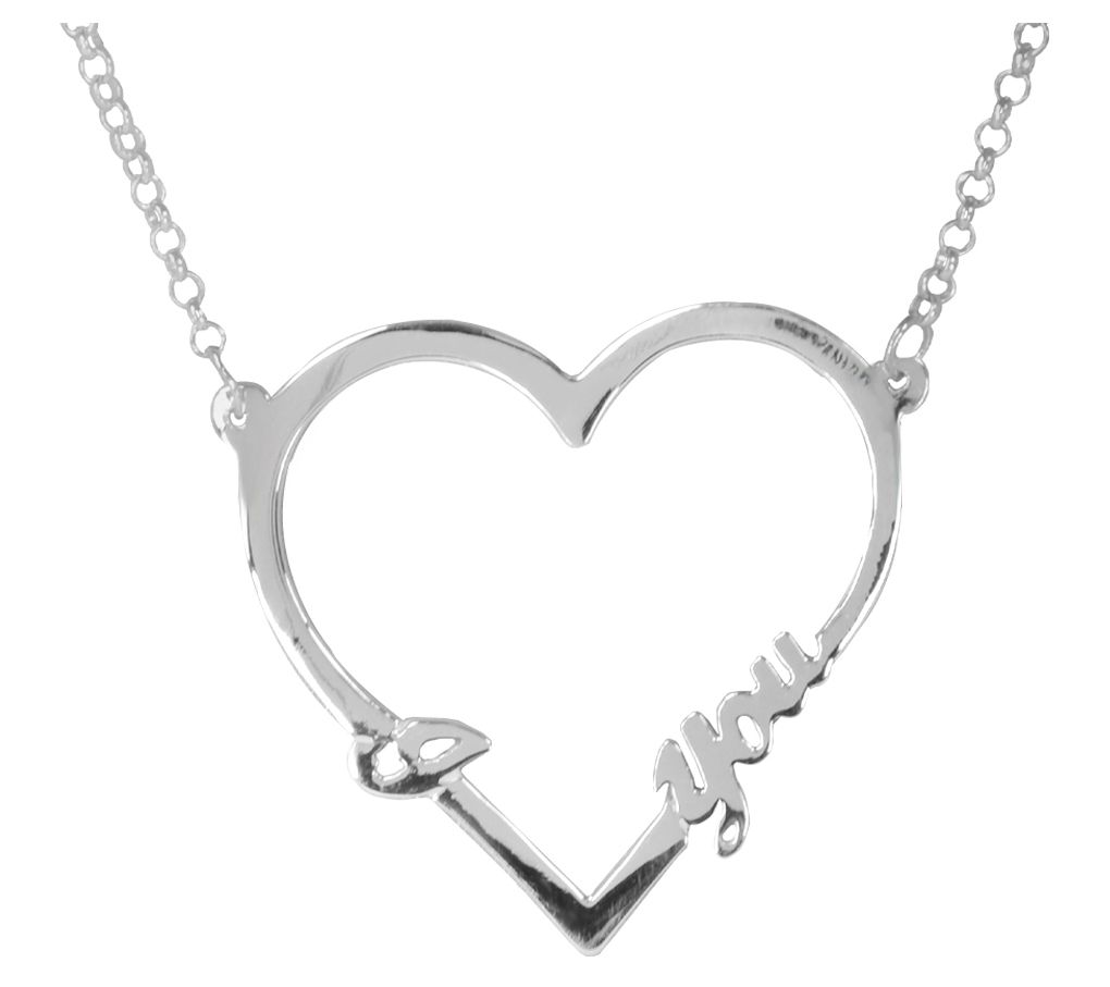 Open Heart "I love You" Sterling Silver Necklac