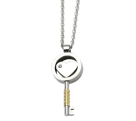 Steel by Design Goldtone-Plated Key Pendant with Chain