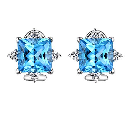 Judith Ripka Sterling Blue Topaz & Diamonique S tud Earrings