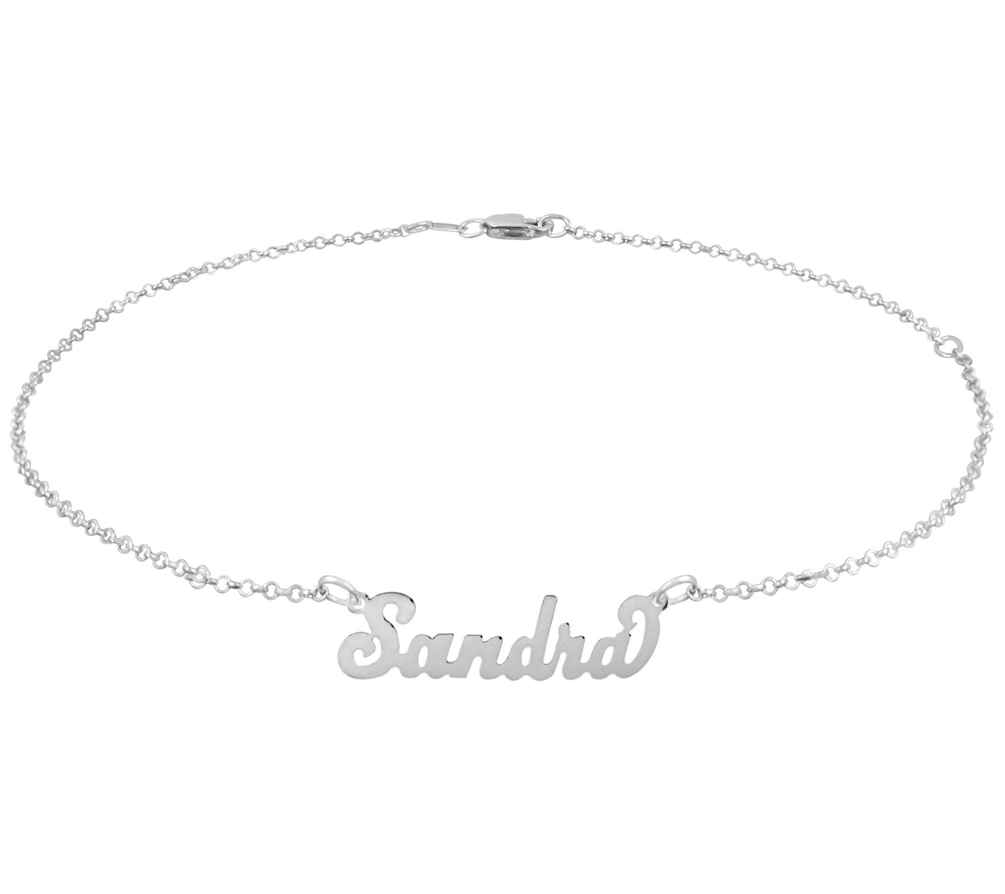 Sterling Silver Cursive Name Personalized Ankle Bracelet