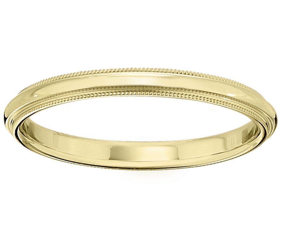 Men's 18K Yellow Gold 2.5mm Milgrain Wedding Ba nd