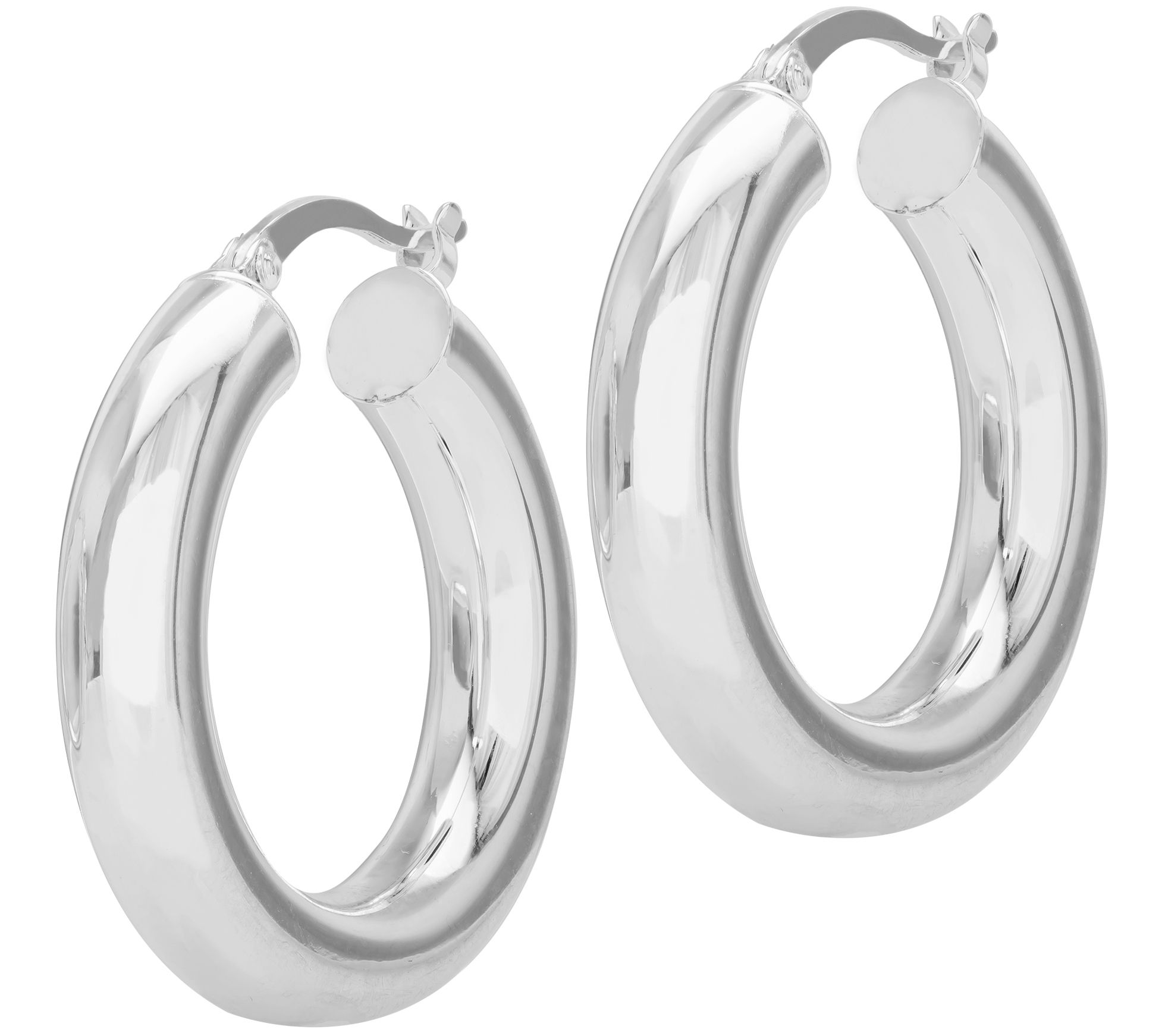 Sterling 7/8" Round Hoop Earrings - QVC.com