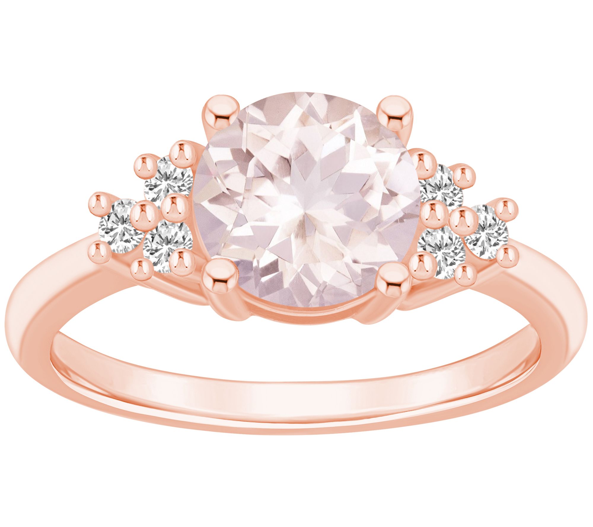 Affinity Gems Round Cut Morganite & Diamond Ring, 14K Gold