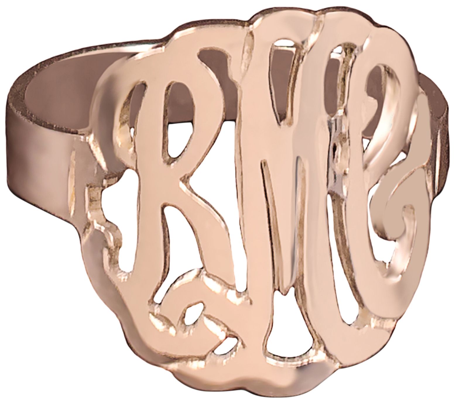 14K Rose Gold-Plated Personalized Curved Monogram Ring