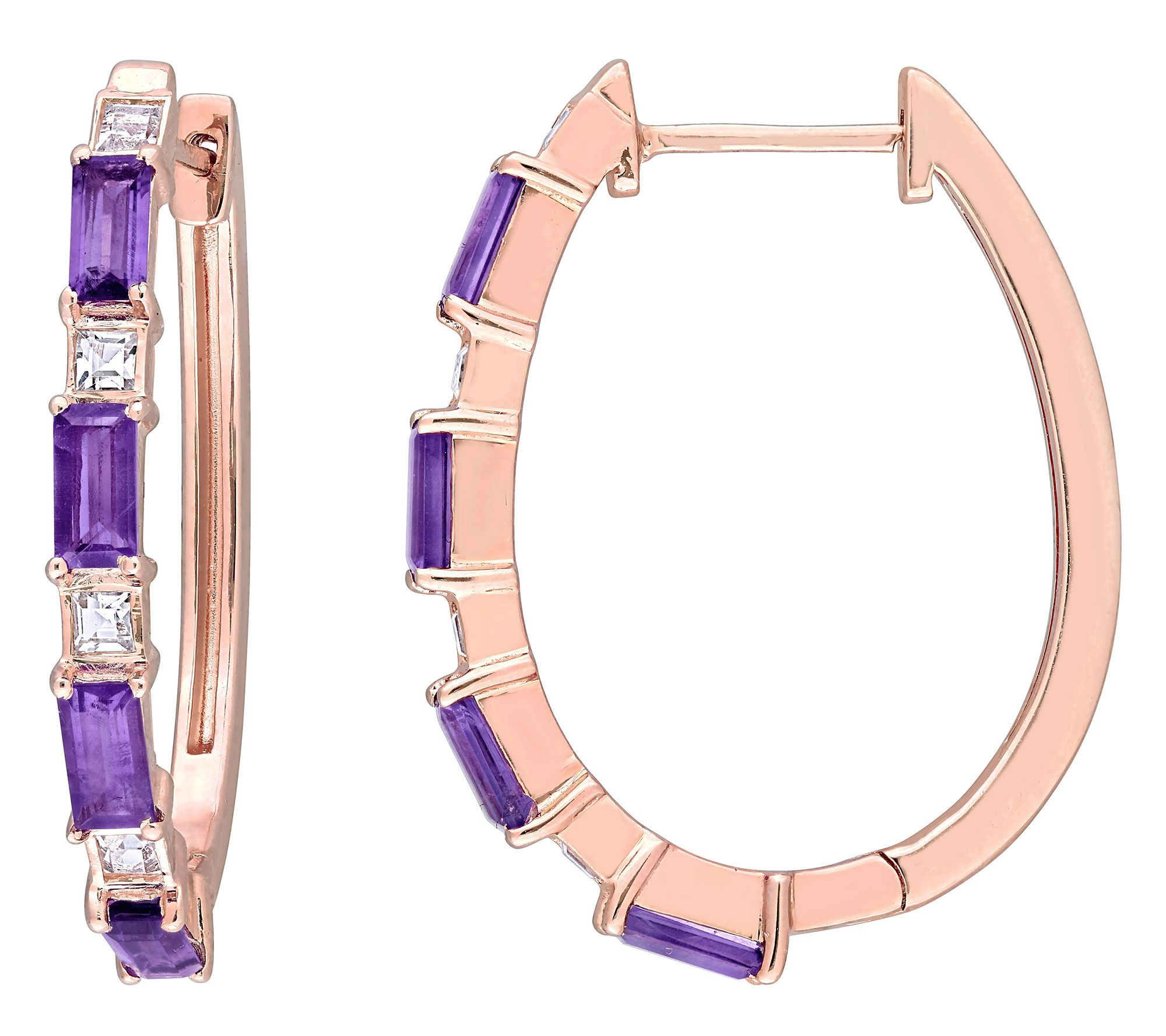 18K Gold-Plated 2.15 cttw Amethyst & White Topaz Earrings