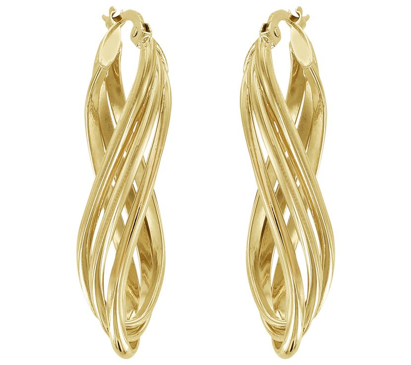 14k Gold Triple Twisted Hoop Earrings 0821