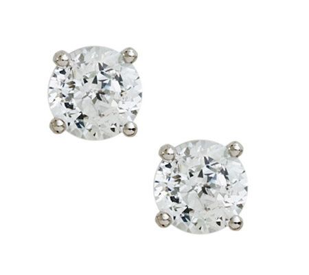 Diamonique 100-Facet Round Stud Earrings, Plati num Clad