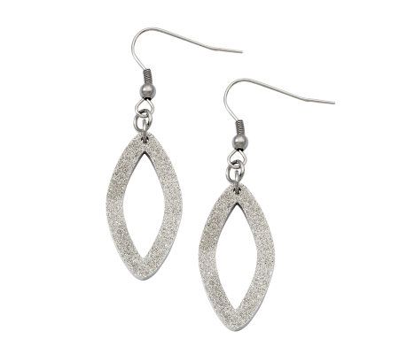 Stainless Steel Laser-Cut Oval Dangle Earrings