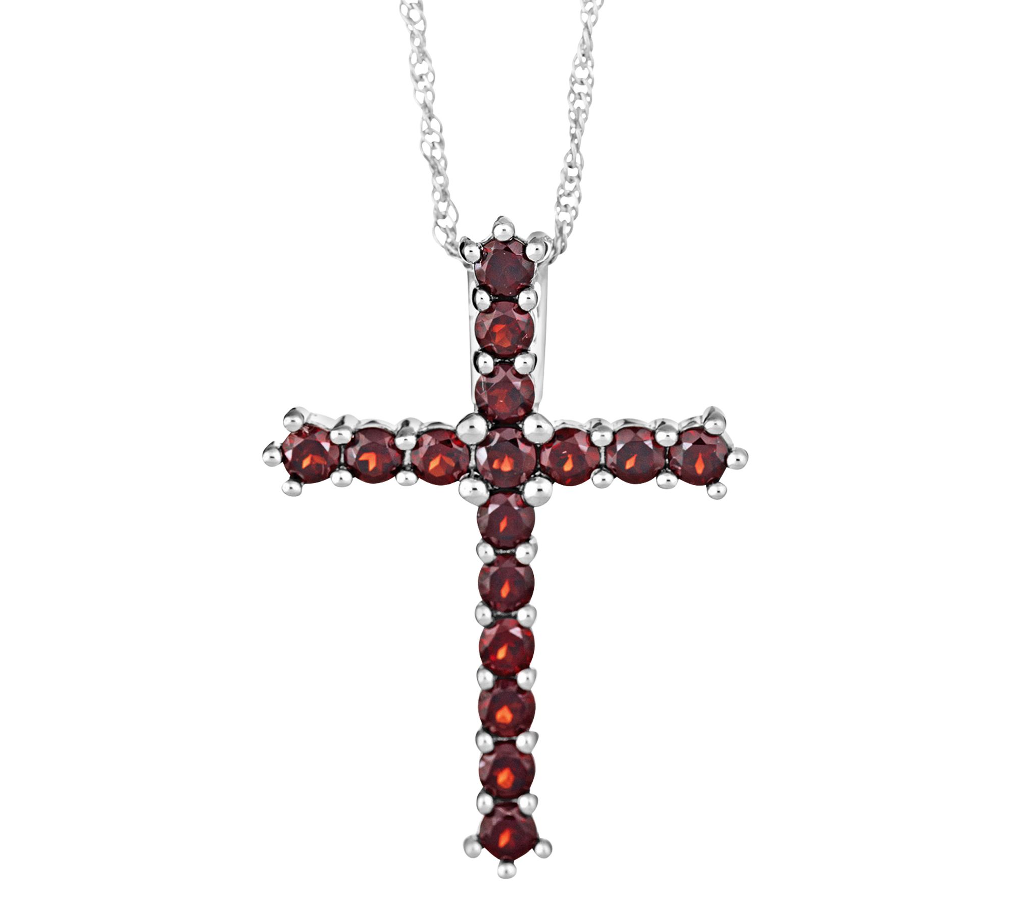Sterling Gemstone Cross Pendant with 18 Chain