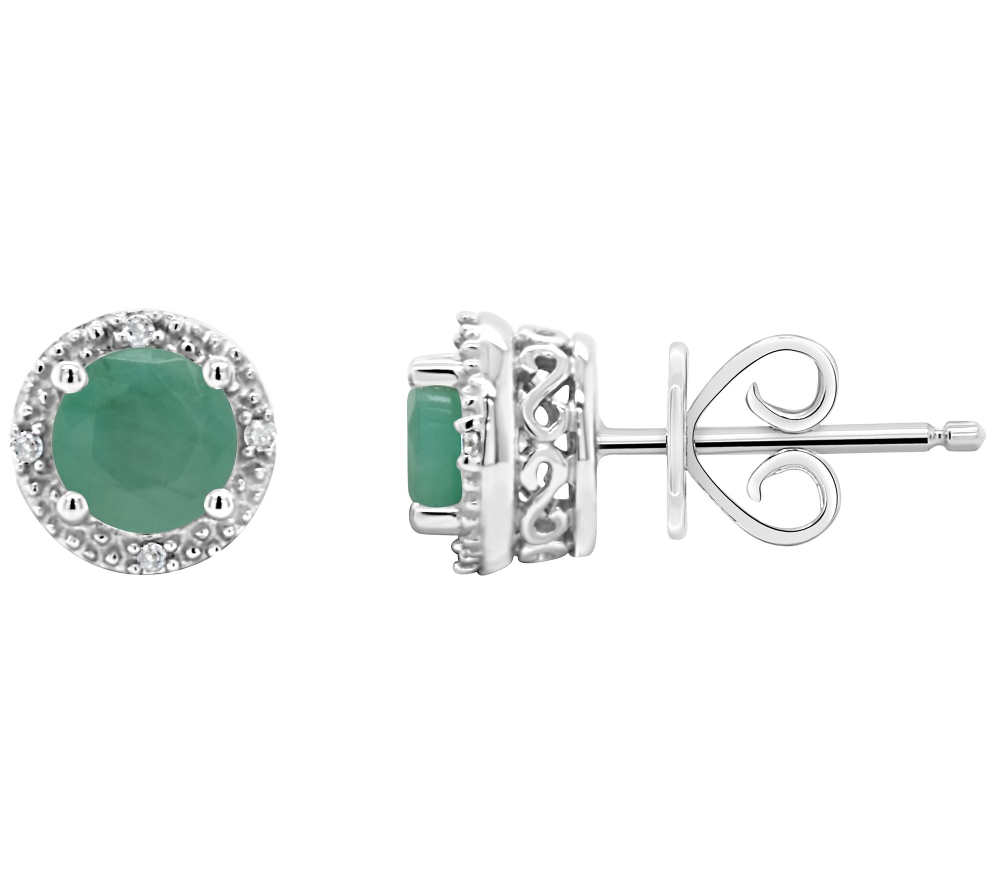 Sterling Birthstone Fancy Stud Earrings with Di amond Accents