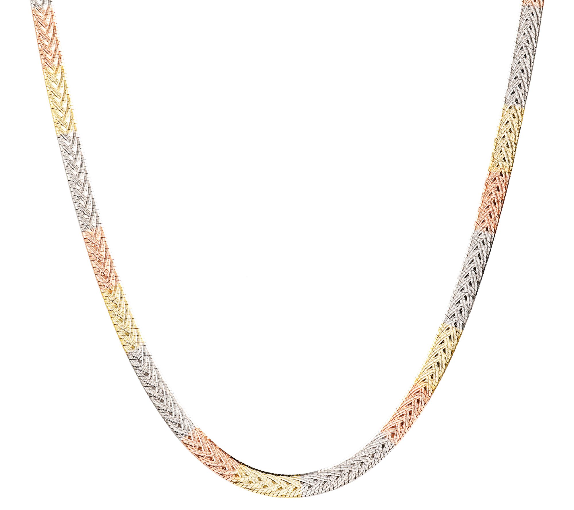 Italian Silver Tri-color 16 Herringbone Neckla ce, 6.8g