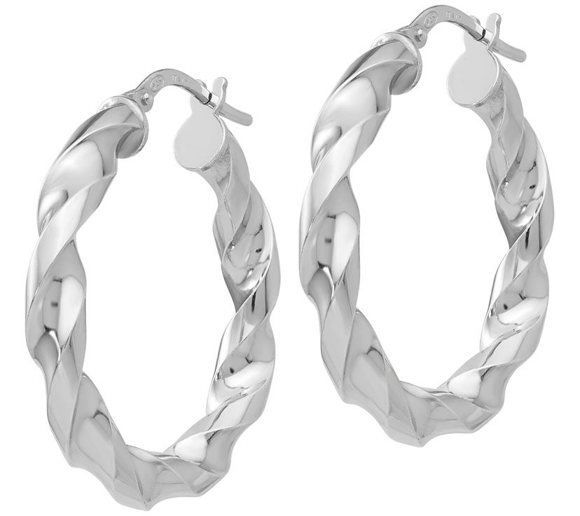 Italian Silver Twisted Hoops, Sterling