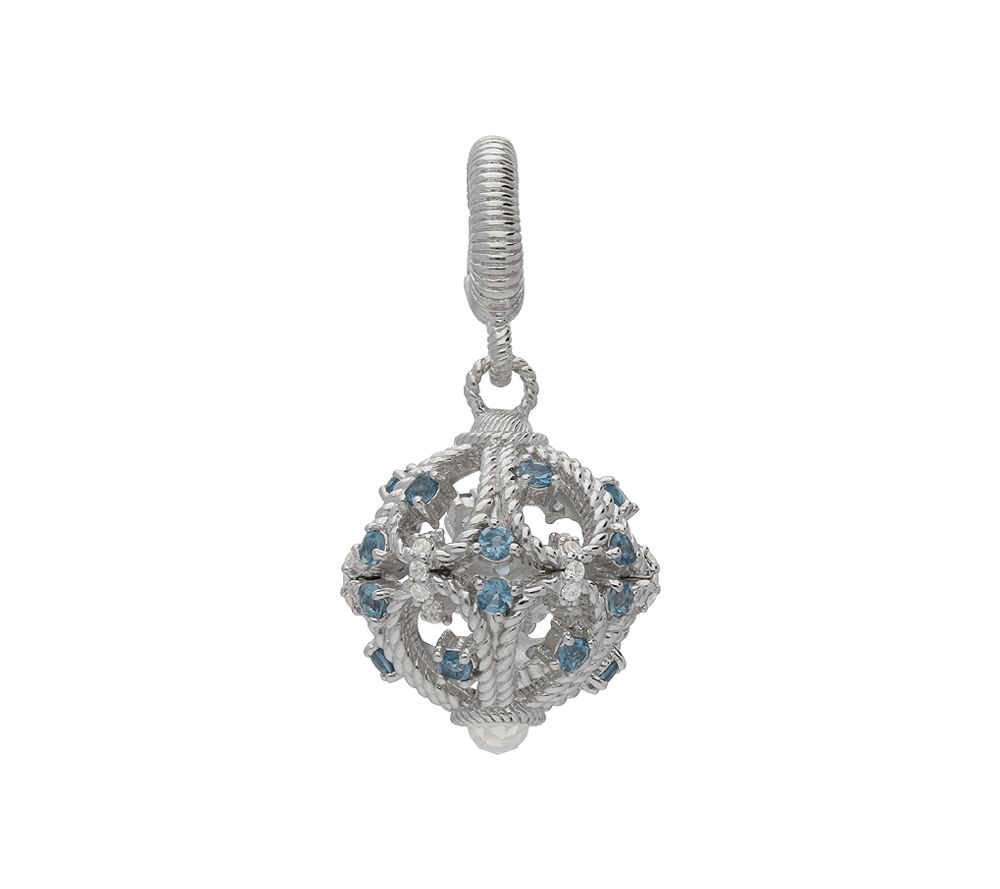 Judith Ripka Sterling Diamonique & Blue Topaz O penwork Charm