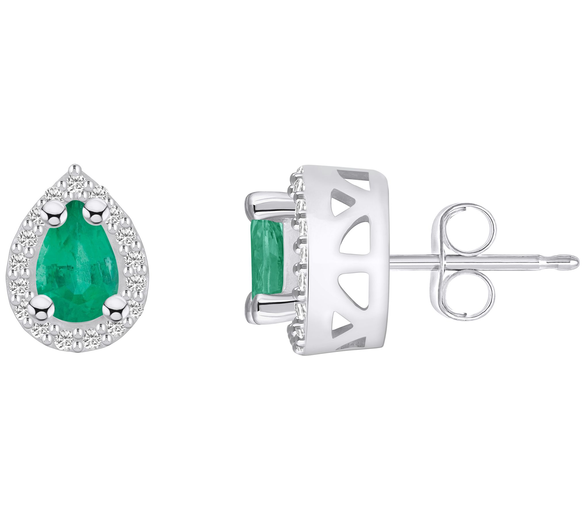 Affinity Gems 14K White Gold Pear Shape Gemstone Diamond Studs