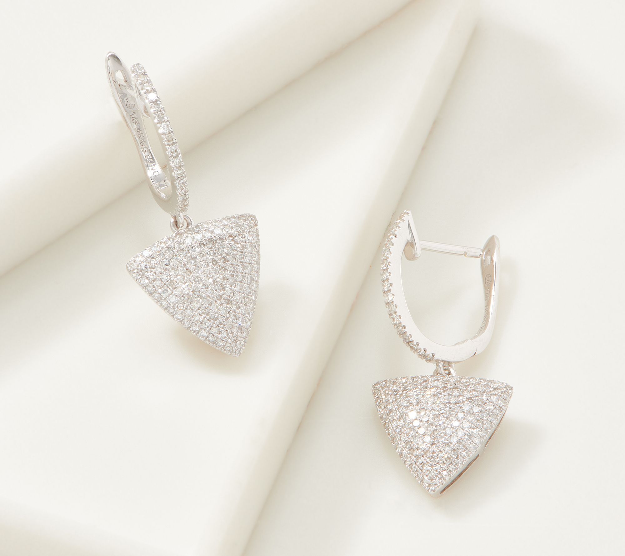 Affinity 14k Gold Pave Diamond Leverback Earrings
