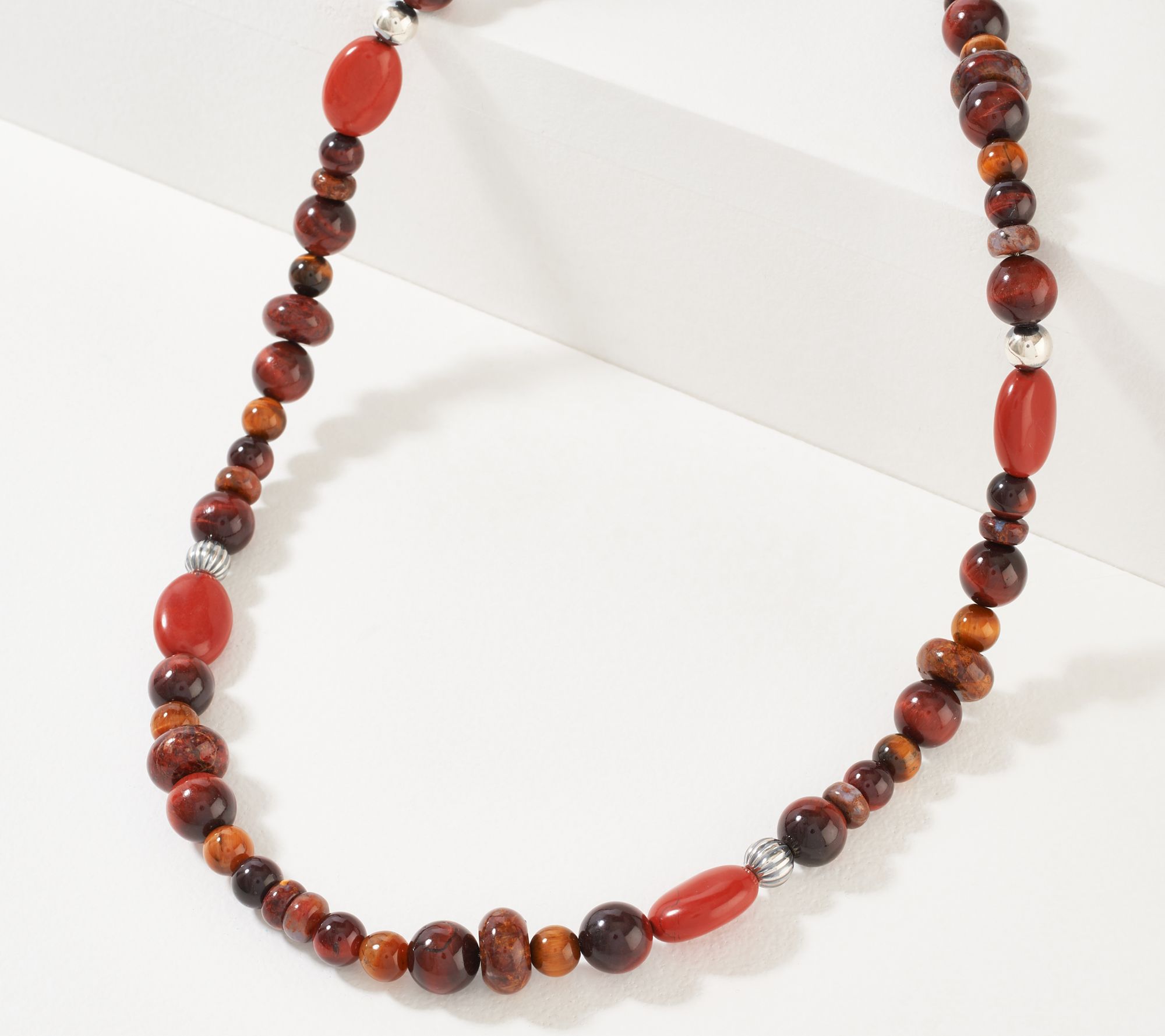American West Sterling Silver Unique Gemstone 17 Bead Neckla