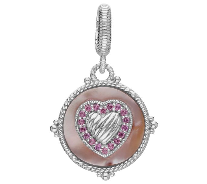Judith Ripka Sterling Silver Gemstone Heart Pen dant