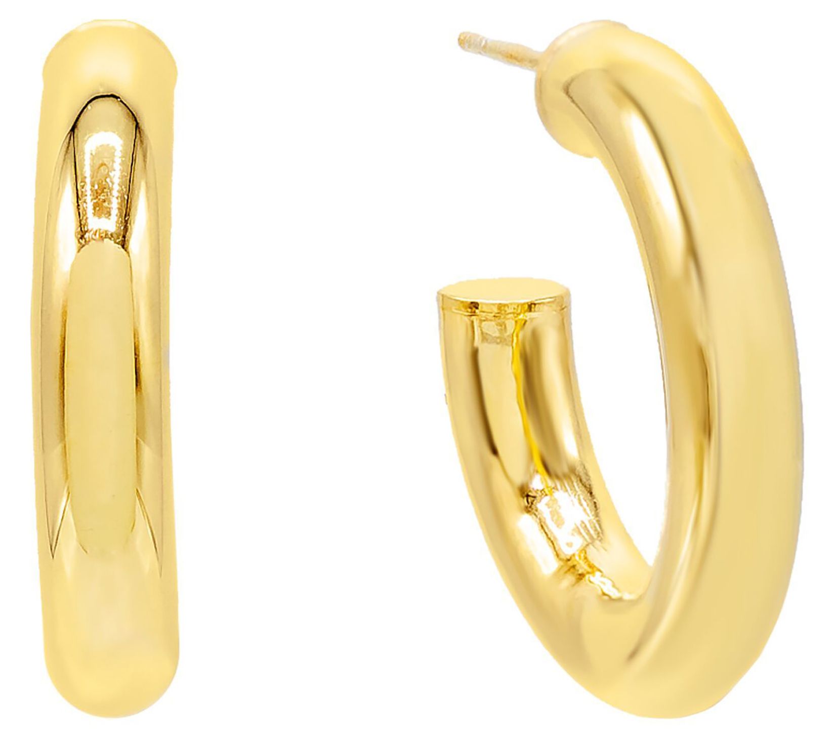 Adina Eden 14K Gold Plated 1-3/8" Hollow Hoop E arrings