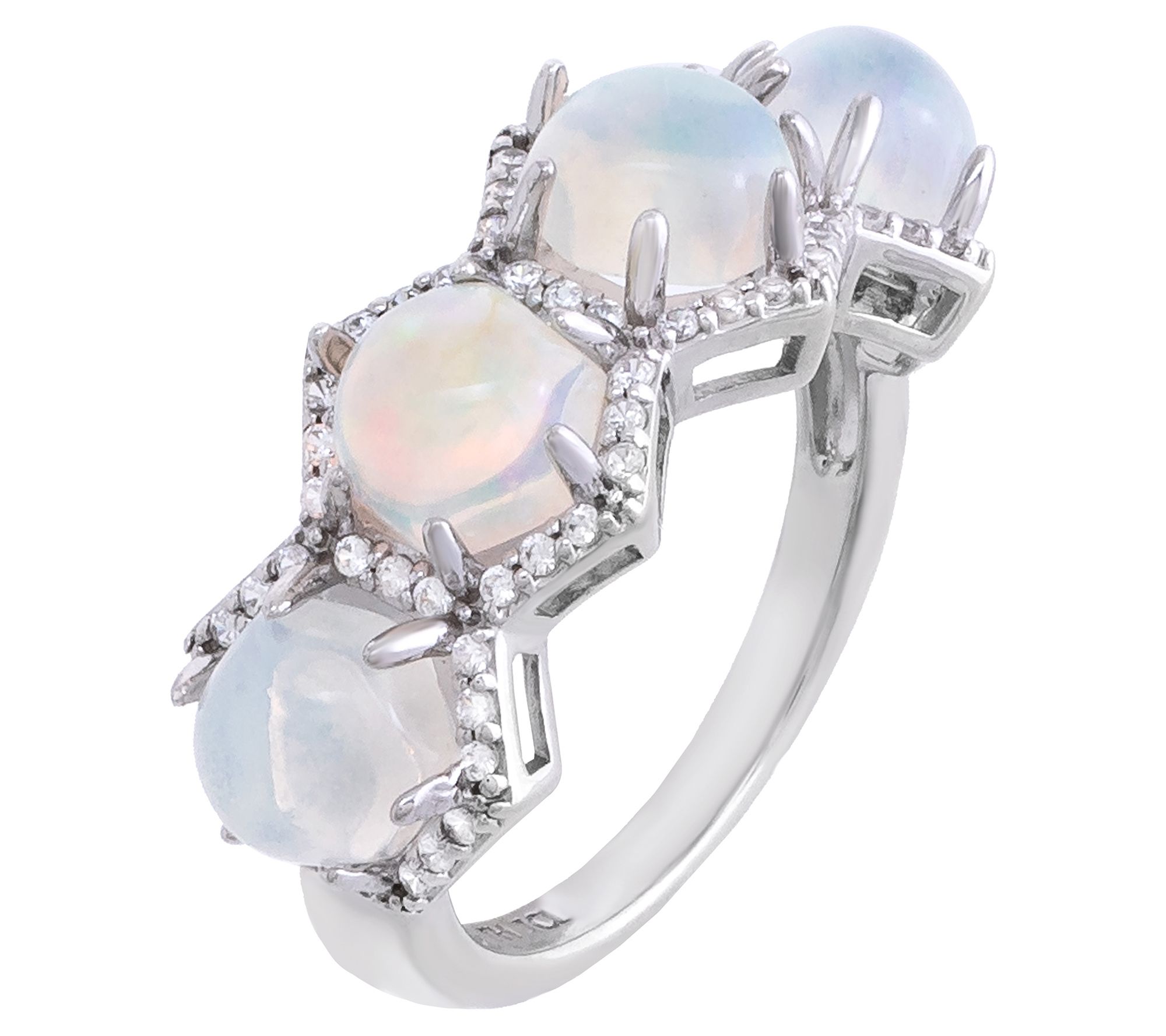 Affinity Gems Ethiopian Opal & White Zircon Ring, Sterling