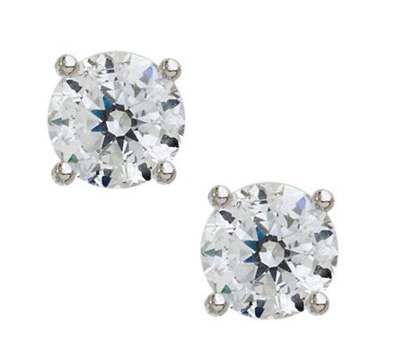 100-Facet Diamonique Round Stud Earrings, Plati num Clad