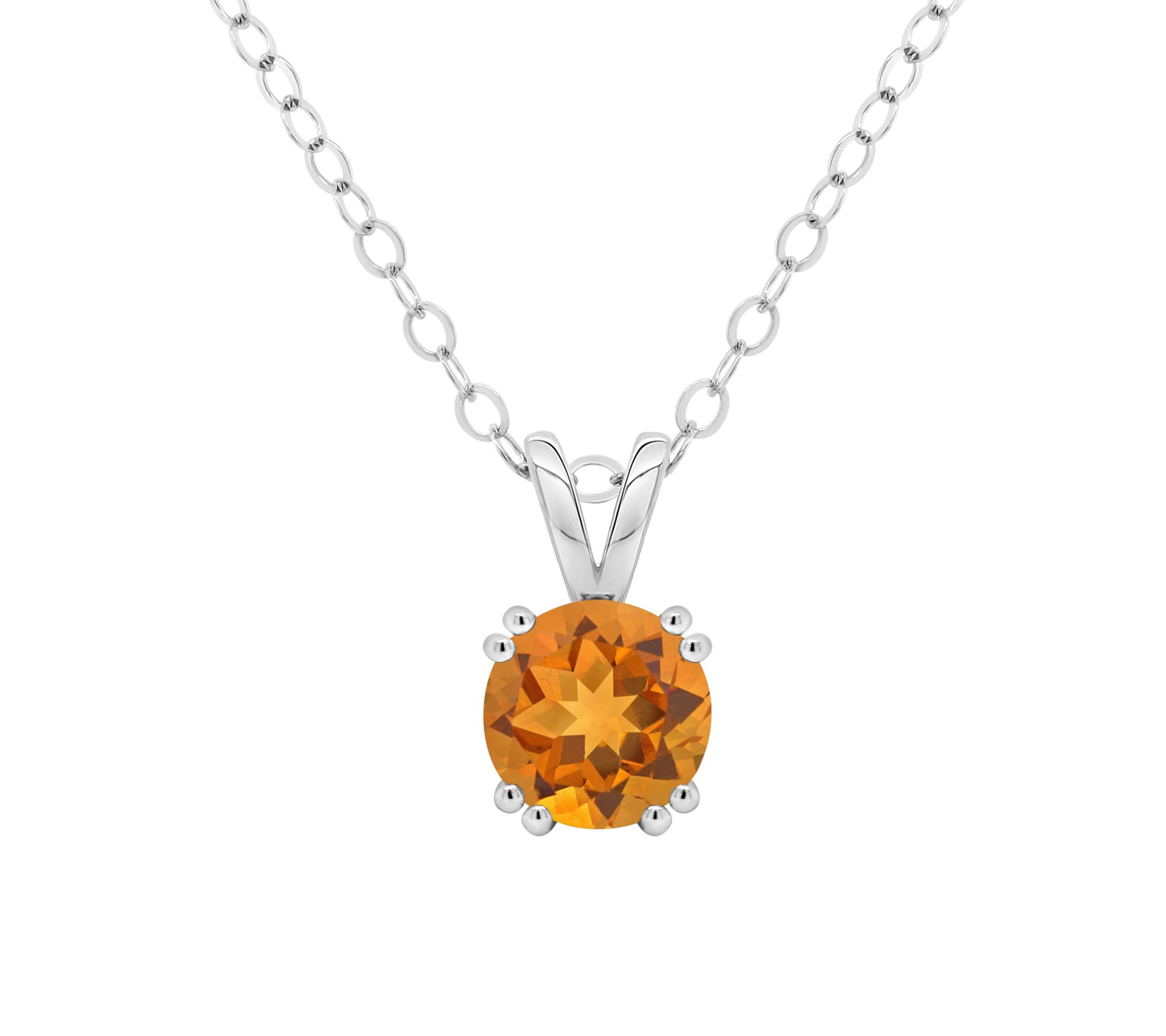 Sterling Round Birthstone Pendant with 18 Chai n