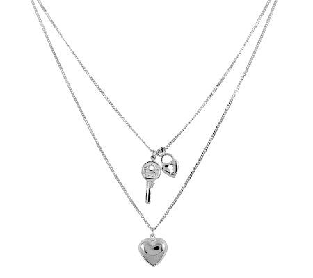 Sterling 18 Polished Heart, Lock, & Key Neckla ce