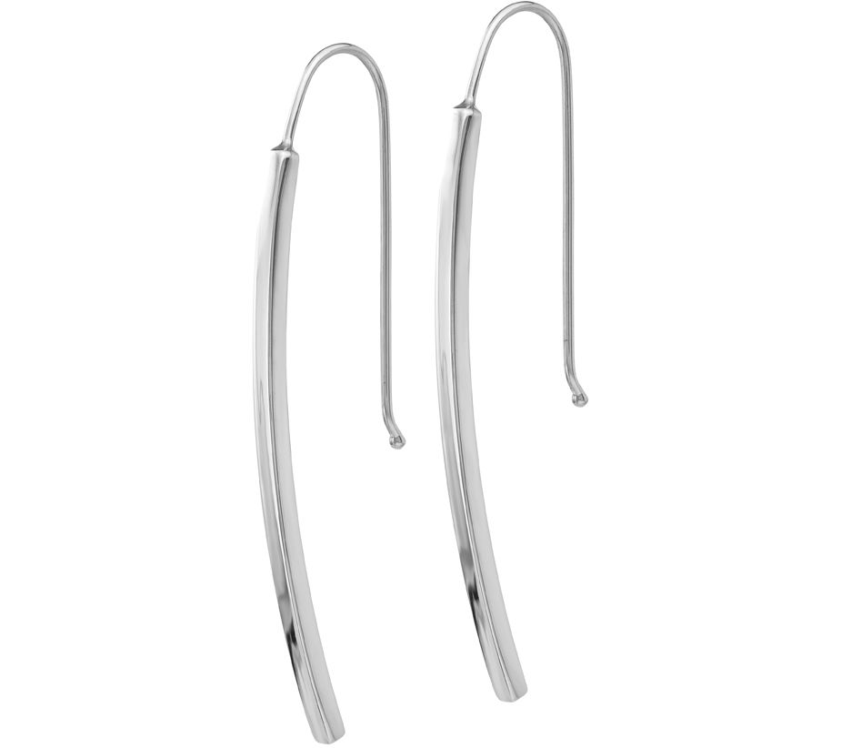 Italian Gold Curved Bar Shepherds Hook Earring s 14K