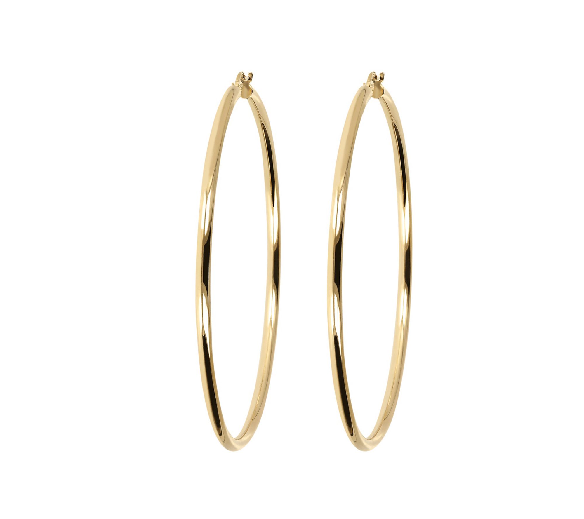 Italian Silver 3" Round Polished Hoop Earrings, Sterling