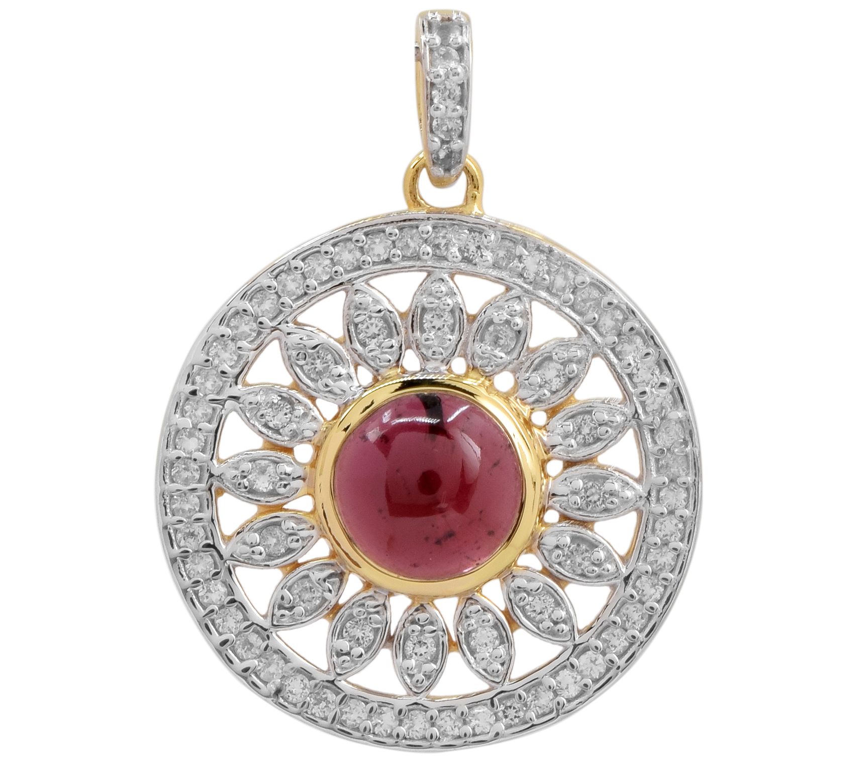 Sterling Silver Garnet & White Topaz Flower Pen dant