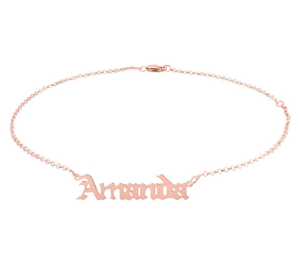 14K Rose-Plated Personalized Adjustable Name An le Bracelet