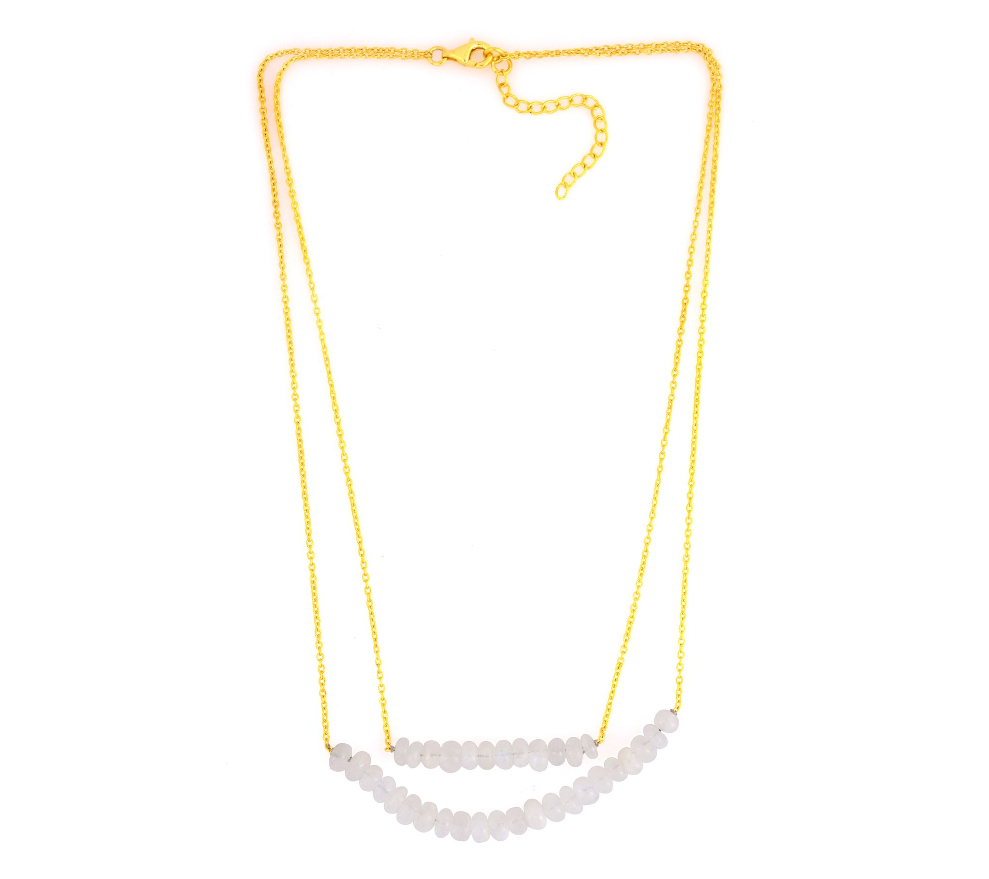 14K Gold Plated Rainbow Moonstone Layered Necklace