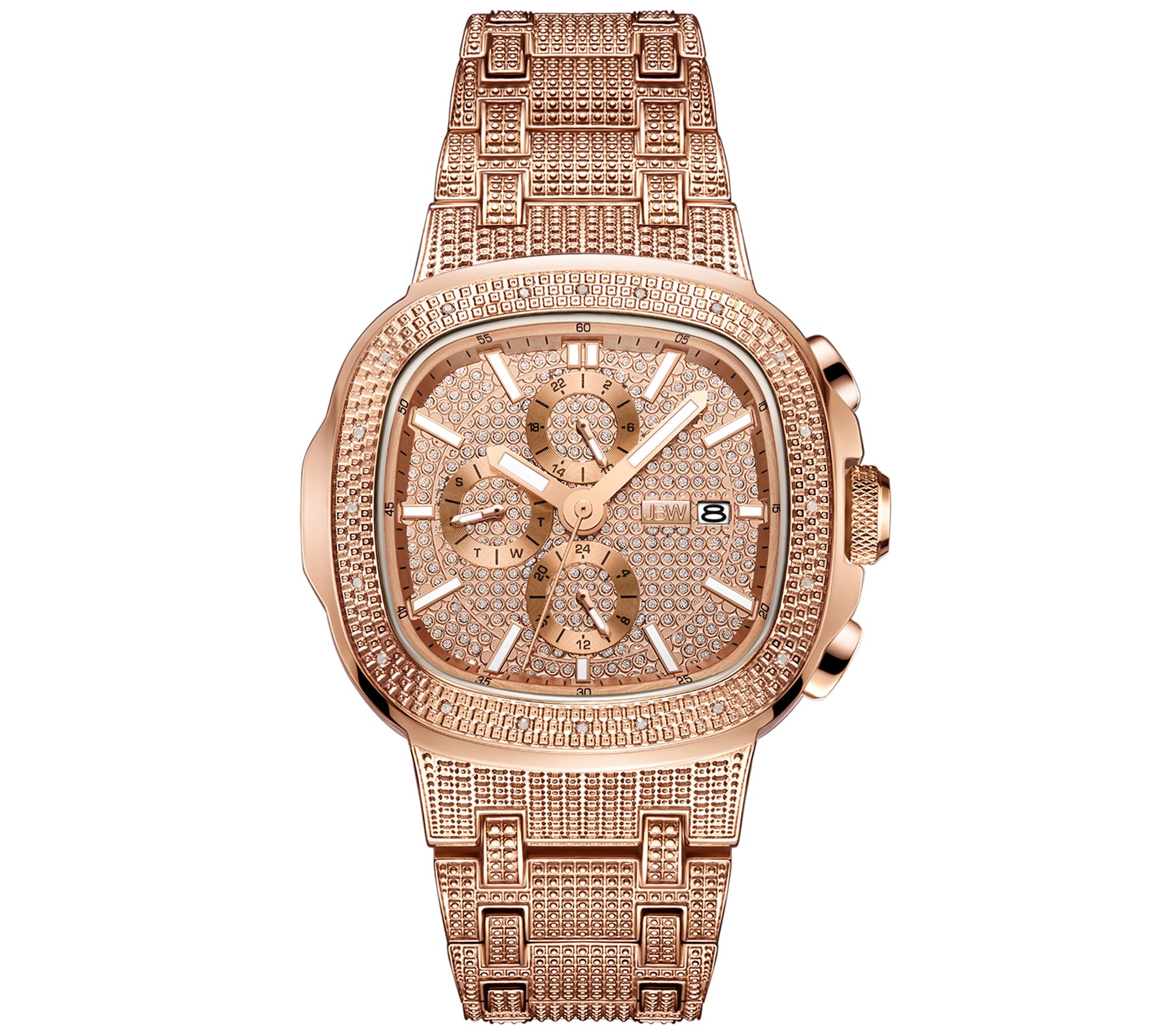 JBW Men's Heist 1/7 cttw Diamond 18K Rose Gold lated Watch