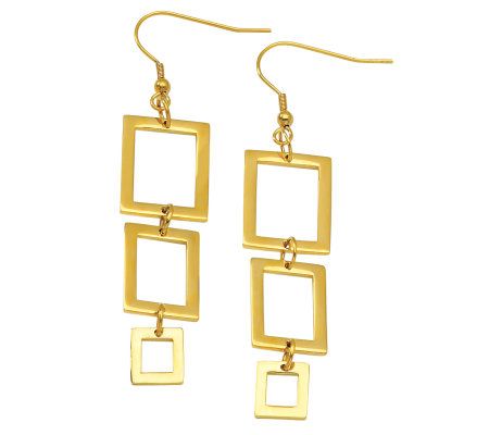 Steel by Design Rectangle Dangle Goldtone E arr ings