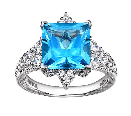 Judith Ripka Sterling Blue Topaz & Diamonique R ing