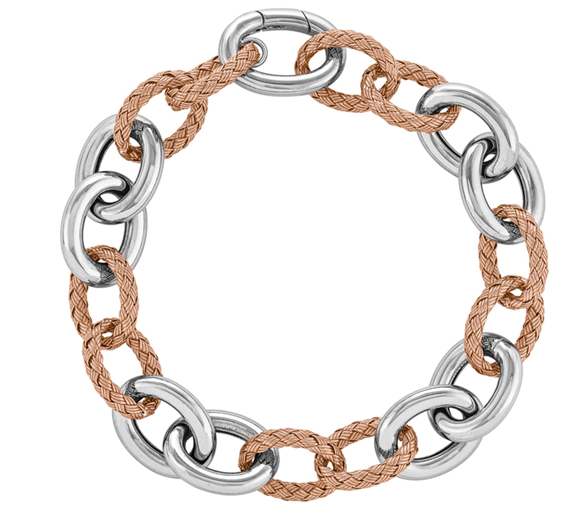 Sterling & 14K Rose Gold-Plated Woven Link 8 B racelet