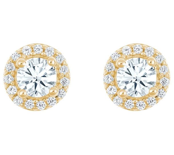 Affinity 3/4 cttw Diamond Halo Stud Earrings, 1 4K Gold