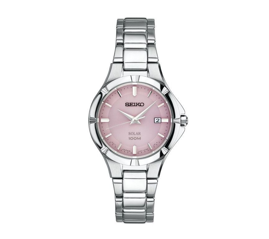 Seiko Womens Pink Dial Stainless Watch