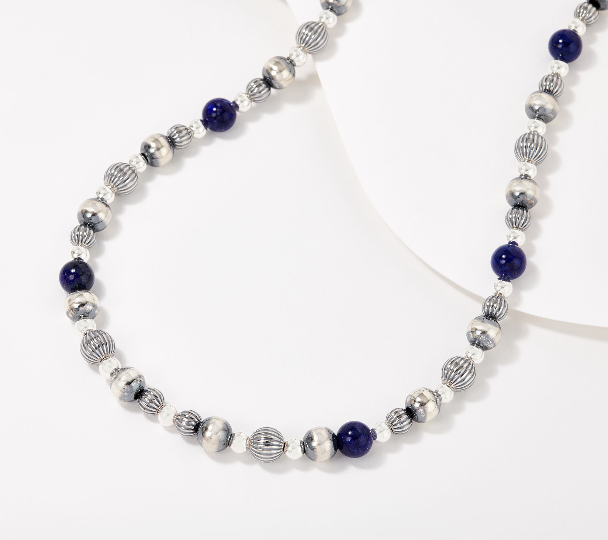 American West Sterling Silver & 17 Bead Necklace