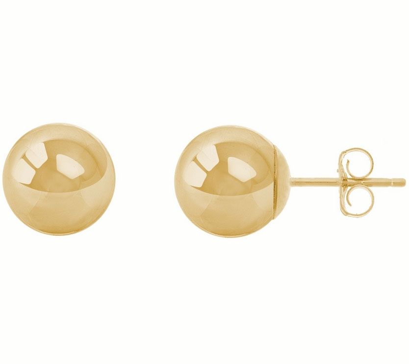 14K Gold 8mm Ball Stud Earrings - QVC.com