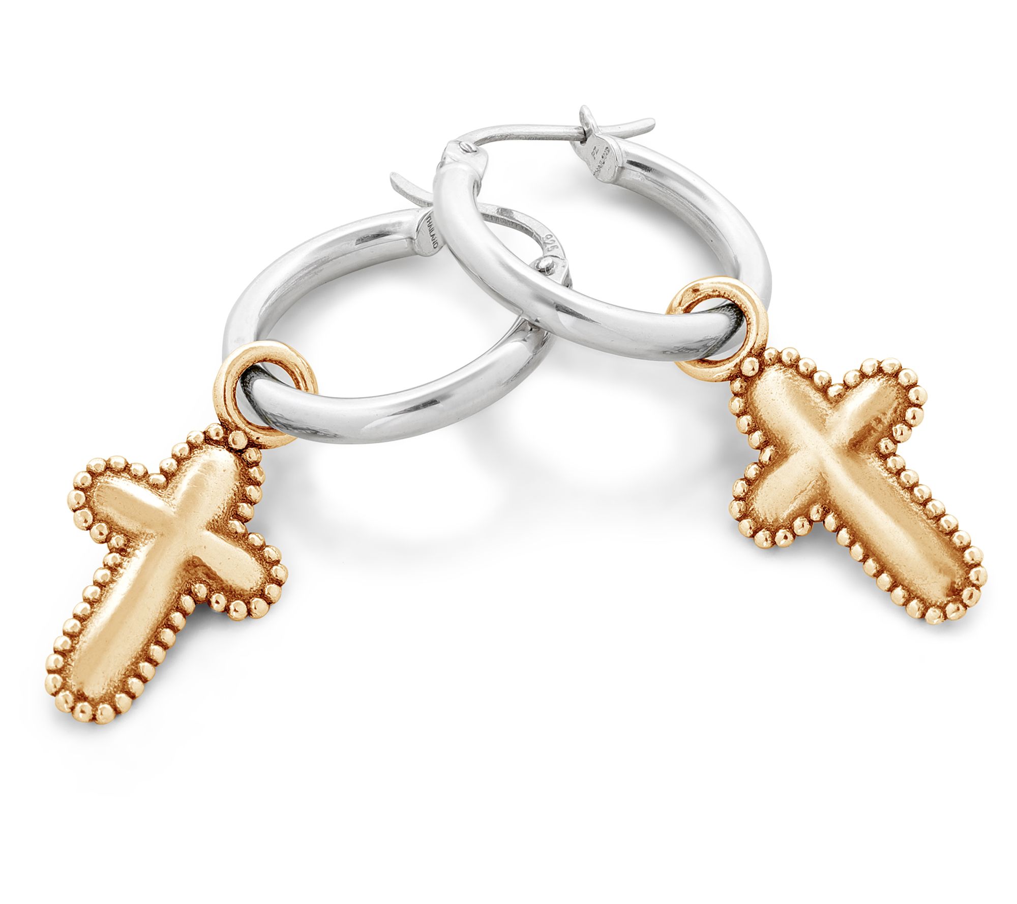 Or Paz Sterling Silver Cross Charm Hoop Earring