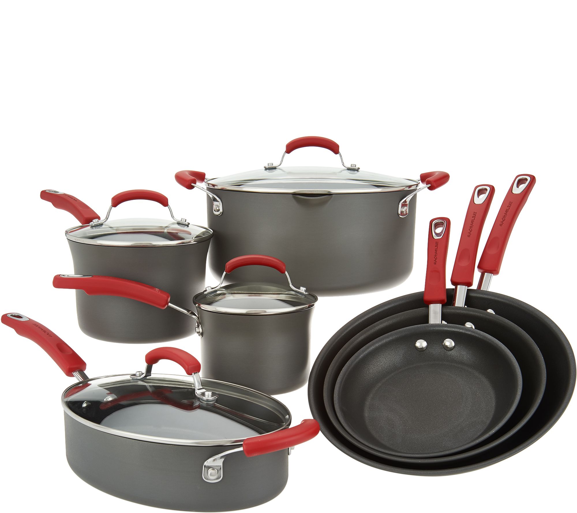 As Is Rachael Ray 11 Piece Hard Anodized Cookware Set Qvc