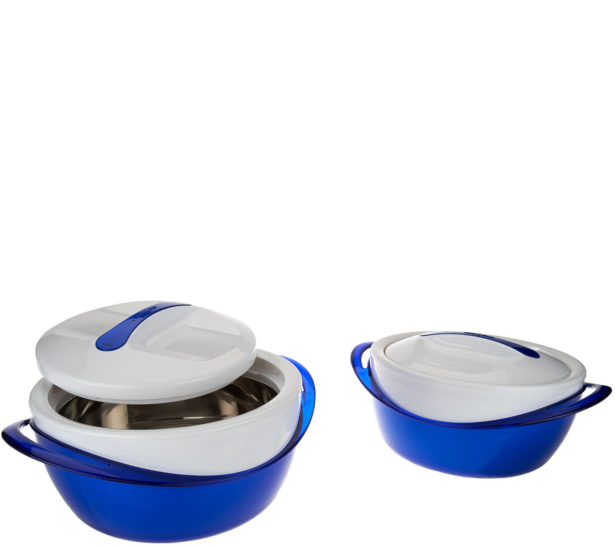 Set of 2 Thermal Hot/Cold Serving Bowls w/Lids