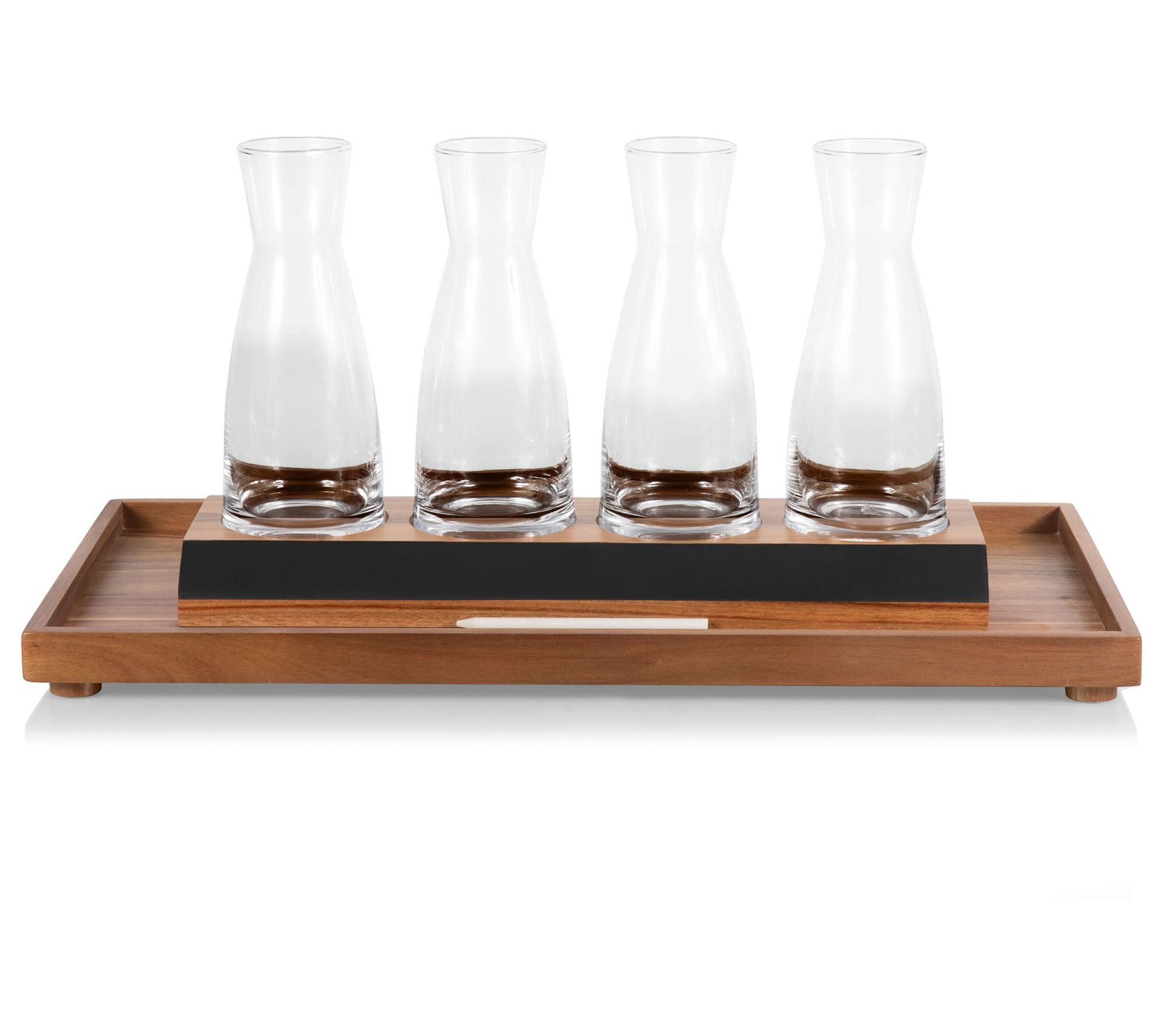 Legacy Acacia Wood Cava Brunch Set of 4 Glass C arafes