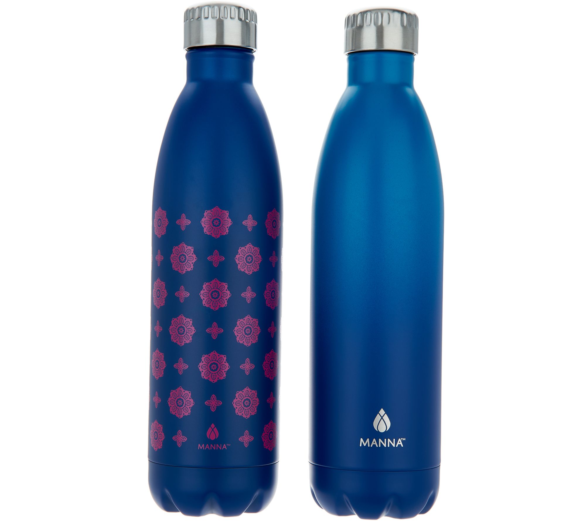 Manna Vogue S/2 25-oz Double Wall Stainless Steel Water Bottles - QVC.com