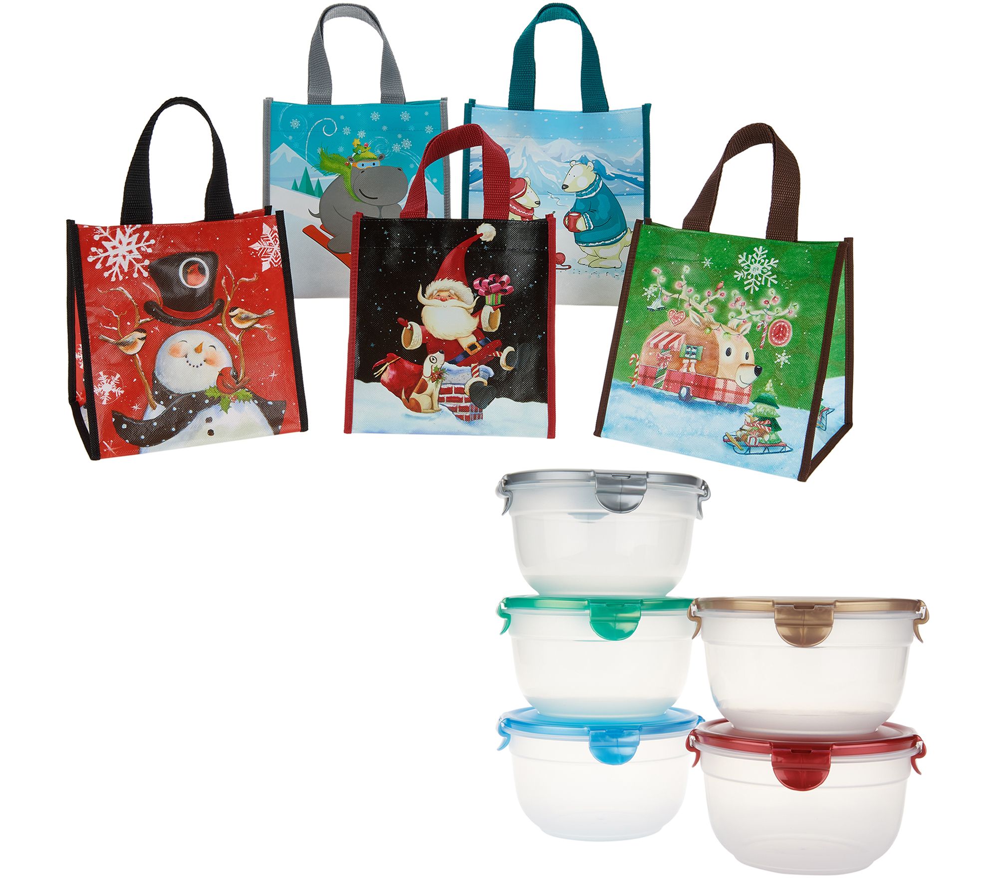 Lock & Lock Set of 5 Bowls with Holiday Gift Bags - Page 1 ...