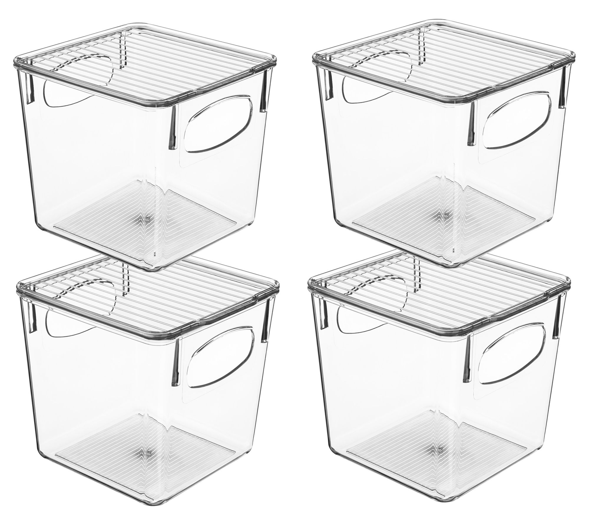 Sorbus 4 Pack Small Clear Fridge Bins With Hand les and Lids