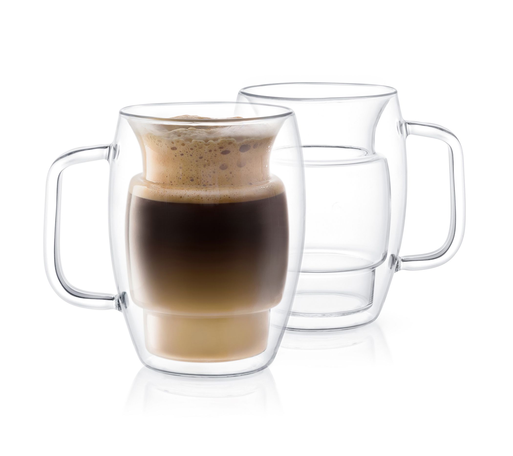 JoyJolt Set of (2) 16-oz Cadus Double-Wall Coff ee Glasses