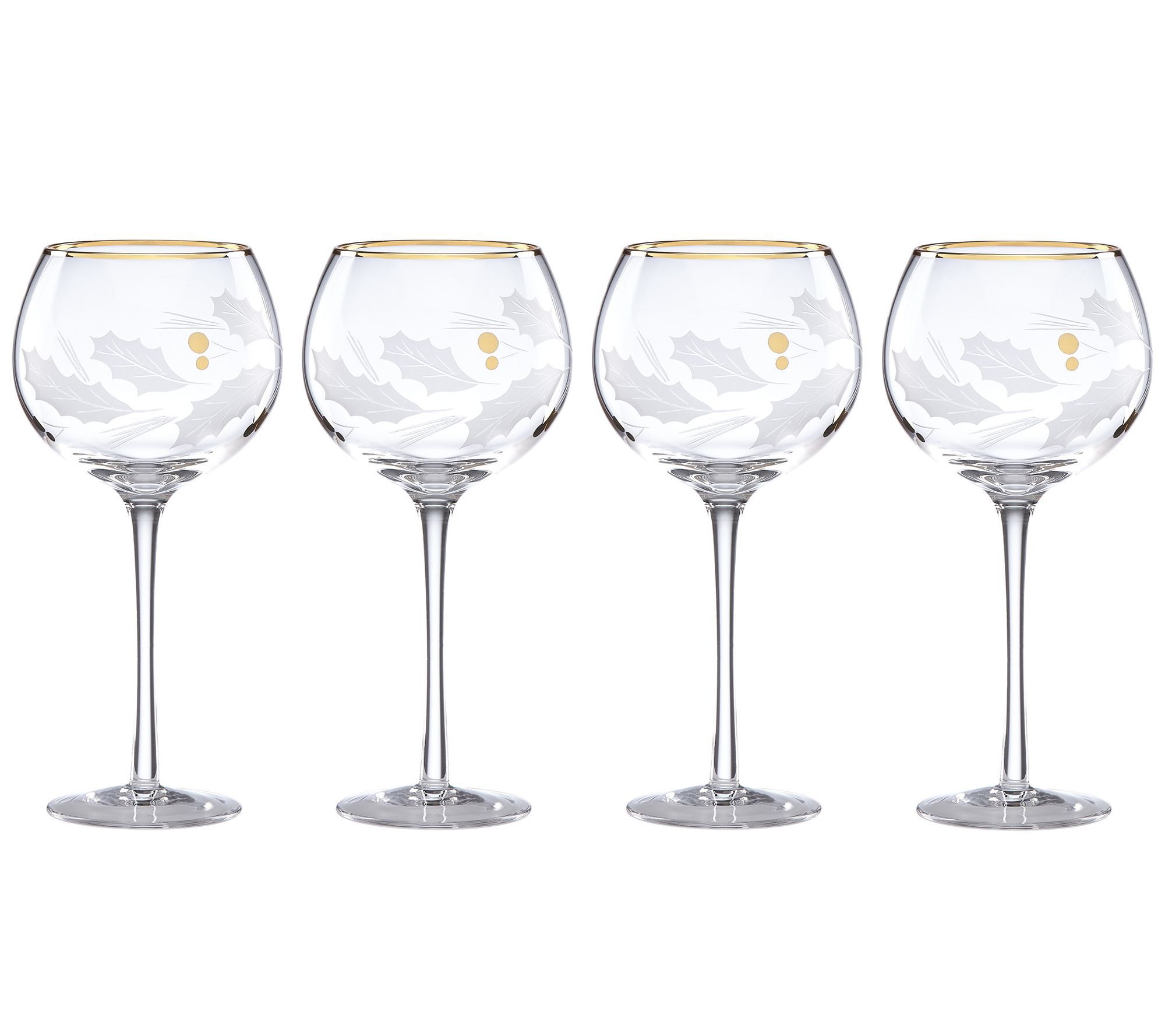 LENOX 4 Piece Holiday Gold Balloon Glass Set