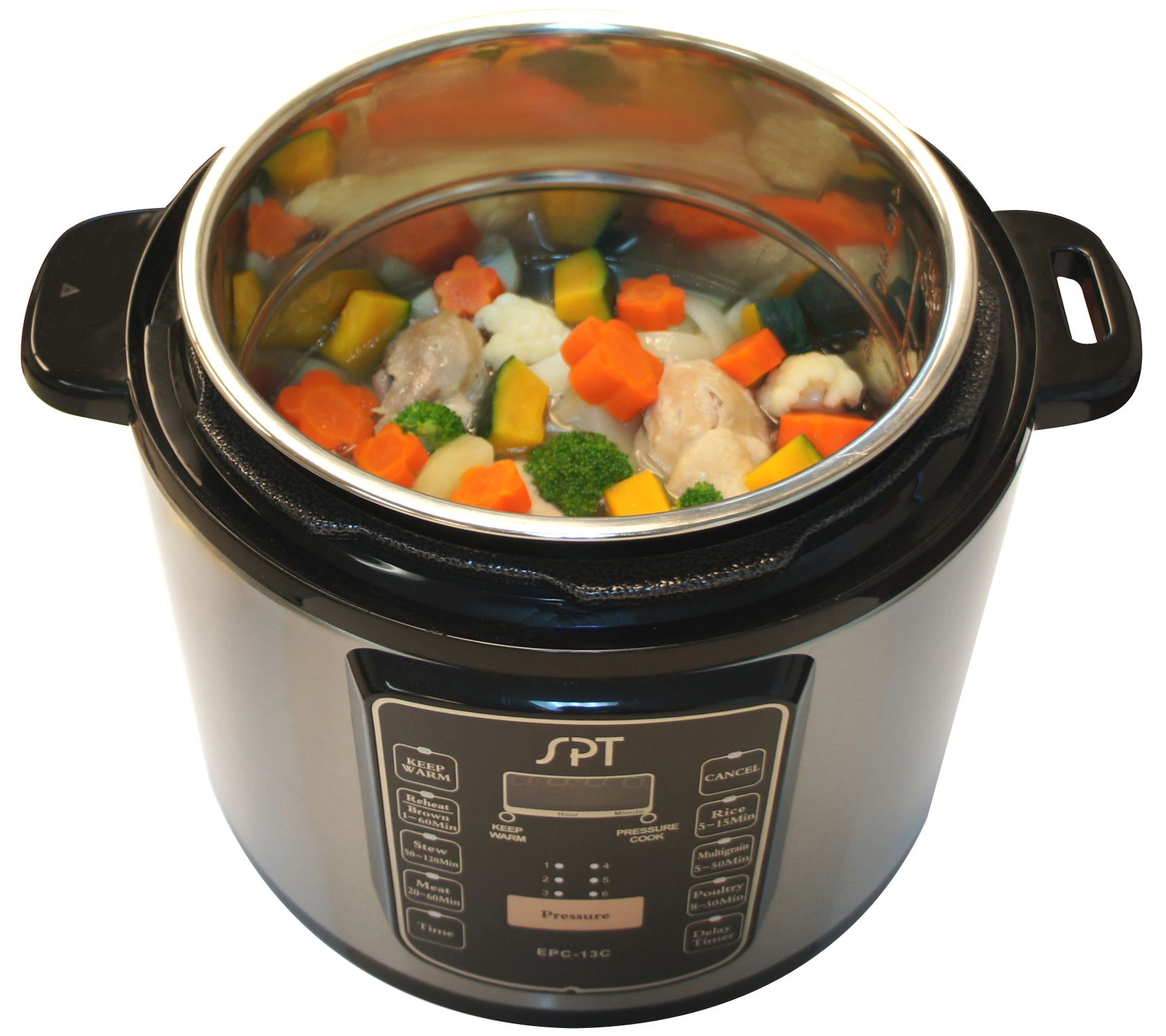 SPT 6.5qt Stainless Pressure Cooker w/ Quick Release Button —