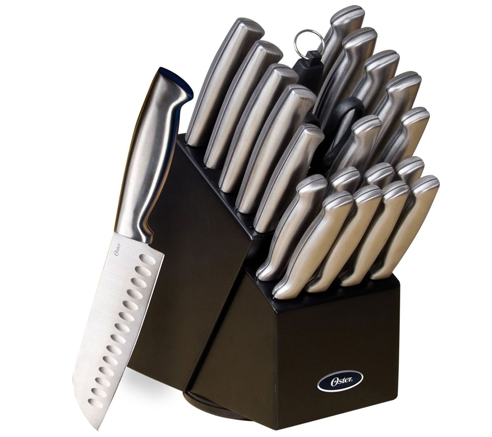 Oster Baldwyn 22-Piece Cutlery Set with Wood Bl ock